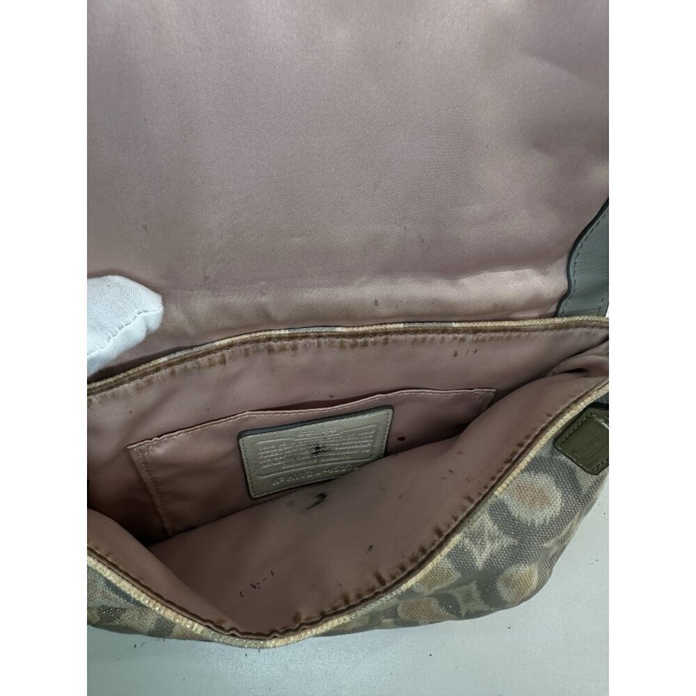 DAMAGED Coach Signature Op Art Ikat Top Handle Pouch Bag Purse 45376 Grey Multi - Picture 11 of 11